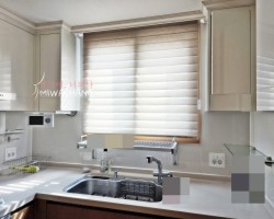 아파트 주방 베이지(투톤) 트리플쉐이드 시공