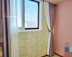 빌라 작은방 린넨룩 속커튼 + 퍼플 암막커튼 시공