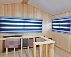 주택 안방과 다락방 다크블루 암막콤비블라인드 시공