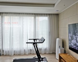 아파트 거실 화이트 펄 속커튼 시공