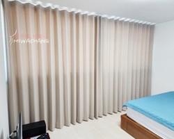 주택 안방 베이지 암막커튼 시공