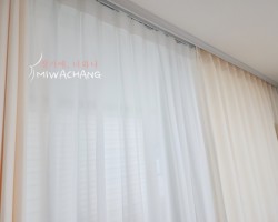 아파트 거실 아이보리 무지커튼 + 화이트 쉬폰커튼 시공