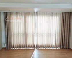 아파트 거실 골드베이지 암막커튼 시공