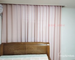 아파트 안방 핑크 린넨룩 커튼 시공