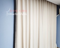 아파트 안방 라이트베이지 암막커튼 시공