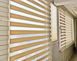 아파트 베란다 아이보리 콤비블라인드+ 허니콤쉐이드 시공