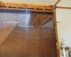 한옥스테이 통창 브라운 우드블라인드 시공