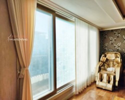 상가주택 거실 아이보리 무지커튼 시공