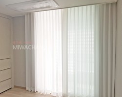 아파트 안방 화이트 쉬폰 커튼 시공