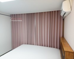 빌라 안방 핑크 암막커튼 + 화이트 쉬폰커튼 시공