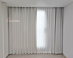 아파트 작은방 크림 암막커튼 + 화이트 쉬폰커튼 시공