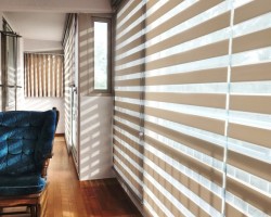 아파트 베란다 라이트그레이지 콤비블라인드+커튼 시공