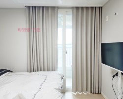 풍림아이원 안방 베이지 암막커튼 시공