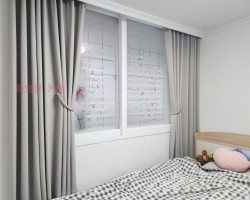 빌라 작은방 베이지 암막커튼 시공