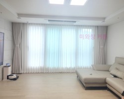풍림아이원 거실 내추럴베이지 커튼 + 화이트 쉬폰커튼 시공
