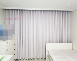 아파트 작은방 핑크베이지 암막커튼 시공