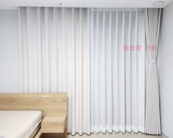 어반마제네스 안방 핑크베이지 커튼 + 화이트 쉬폰커튼