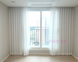 풍림아이원 작은방 화이트 쉬폰커튼 시공