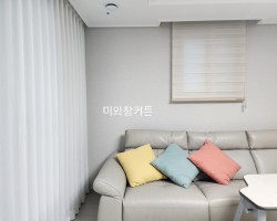 영무예다음 거실옆창 라이트베이지 콤비블라인드 시공
