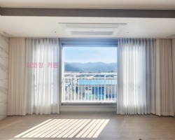 어반마제네스 거실 아이보리 커튼 + 화이트 쉬폰커튼 시공