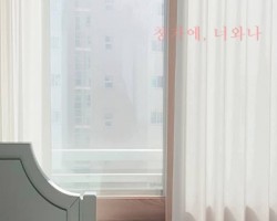 화이트 울도비 쉬폰 커튼