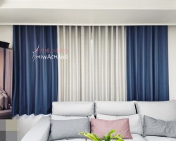 네이비+실버 암막 커튼