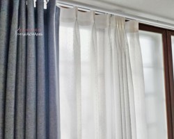 화이트 린넨룩 속커튼(눈송이 도트)