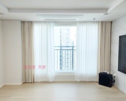 크림베이지 무지커튼
