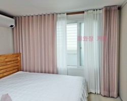 핑크 무지 커튼